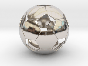 Soccer ball in Rhodium Plated Brass