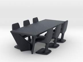 Miniature Suspens Dining Table With Arum Chair in Black PA12: 1:24
