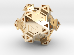 Ancient Construct D20 in 14k Gold Plated Brass