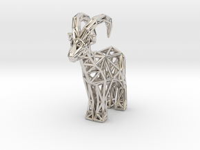Ibex (adult male) in Rhodium Plated Brass