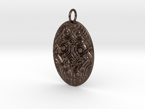 Oval Animal Ornament Pendant in Polished Bronze Steel