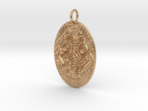 Oval Animal Ornament Pendant in Natural Bronze
