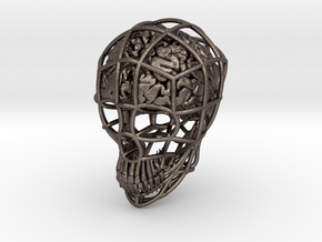 Skull-i ( Brain ) in Polished Bronzed-Silver Steel