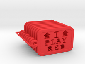 I PLAY RED - Meeple Keychain (8) in Red Processed Versatile Plastic