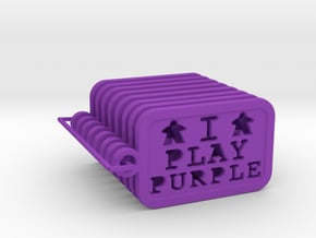 I PLAY PURPLE - Meeple keychain (8) in Purple Processed Versatile Plastic