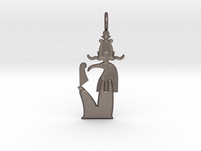 Djehuty / Thoth amulet in Polished Bronzed-Silver Steel