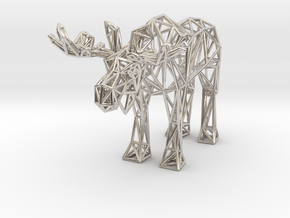Moose (adult male) in Rhodium Plated Brass