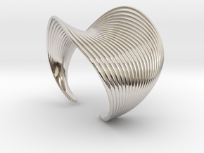 VEIN Cuff Bracelet in Rhodium Plated Brass: Small