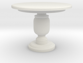 Miniature Leslie Center Table - Gramercy Home in White Natural Versatile Plastic: 1:12