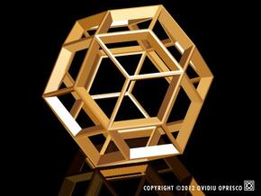 Polyhedral Sculpture #22A in Polished Gold Steel