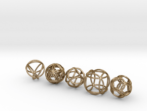 Platonic Spheres (set of 5) in Polished Gold Steel