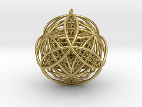 Stellated Flower Life Vector Equilibrium Pendant 2 in Natural Brass