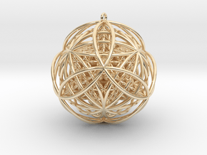 Stellated Flower Life Vector Equilibrium Pendant 2 in 14K Yellow Gold