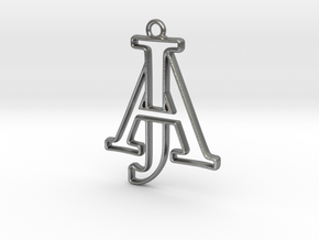 Monogram with initials A&J in Natural Silver
