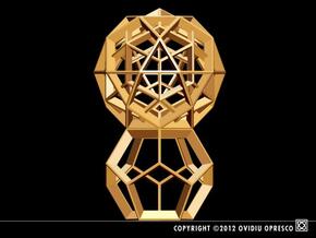 Polyhedral Sculpture #24 in Polished Gold Steel