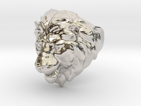 Lion Ring in Rhodium Plated Brass: 5.5 / 50.25
