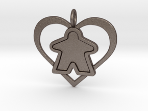 Meeple Pendant - Filled in Polished Bronzed-Silver Steel
