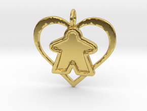Meeple Pendant - Filled in Polished Brass