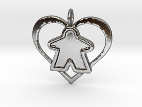 Meeple Pendant - Filled in Polished Silver