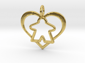 Meeple Pendant - precious in Polished Brass