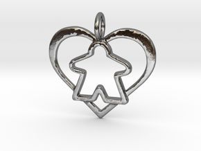Meeple Pendant - precious in Polished Silver