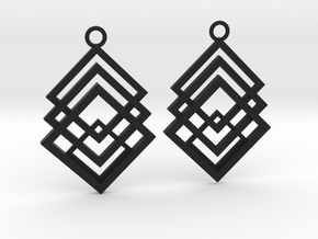 Geometrical earrings no.1 in Black Natural Versatile Plastic: Small