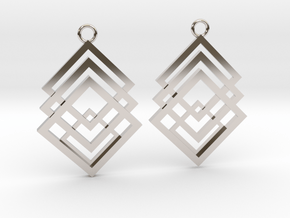 Geometrical earrings no.1 in Rhodium Plated Brass: Small