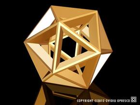 Polyhedral Sculpture #20 in Polished Gold Steel