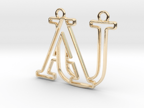Monogram with initials A&U in 14K Yellow Gold