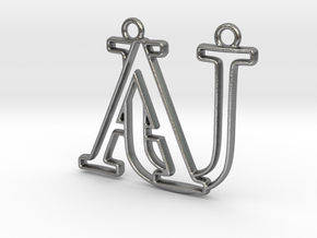 Monogram with initials A&U in Natural Silver