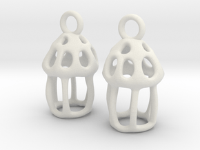 Tintinnid Dictyocysta Lepida Earrings in White Premium Versatile Plastic