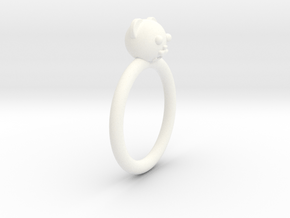Bear Head Ring in White Processed Versatile Plastic
