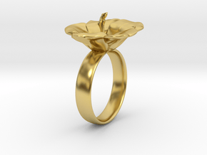 Hawaiian Hibiscus Ring in Polished Brass: 9.75 / 60.875