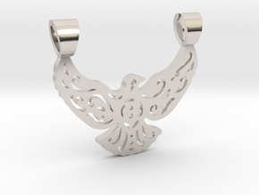 Lacework bird [pendant] in Rhodium Plated Brass