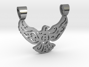 Lacework bird [pendant] in Polished Silver