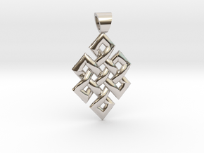 Flag knot [pendant] in Rhodium Plated Brass