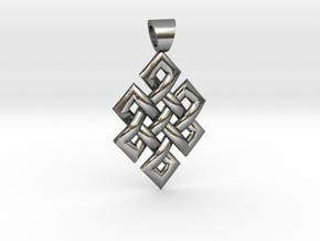 Flag knot [pendant] in Polished Silver