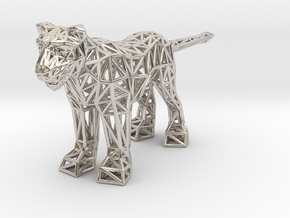 Lion (adult female) in Rhodium Plated Brass