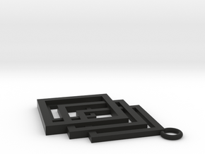Geometrical pendant no.1 in Black Premium Versatile Plastic: Small