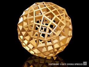Polyhedral Sculpture #30A in Polished Gold Steel