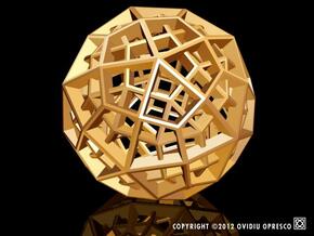 Polyhedral Sculpture #30B in Polished Gold Steel