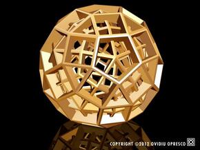 Polyhedral Sculpture #30C in Polished Gold Steel