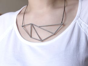 Convex Necklace - Crystalline Series in Polished Nickel Steel