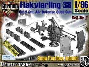 1/96 Ground Flakvierling 38 Set002 in Tan Fine Detail Plastic