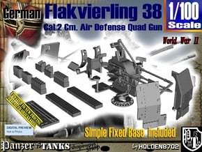 1/100 Ground Flakvierling 38 Set002 in Smooth Fine Detail Plastic