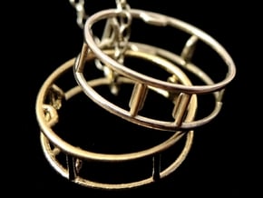Gymnastic Wheel Pendant - Silver or Brass in Natural Brass