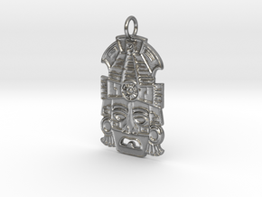 Mayan Mask Pendant (precious metals) in Natural Silver