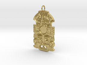 Mayan Mask Pendant (for gemstone) in Natural Brass