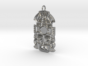 Mayan Mask Pendant (for gemstone) in Natural Silver