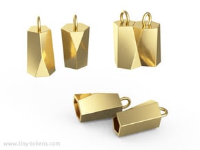 Scutoid Earrings (hollow version) in Polished Brass